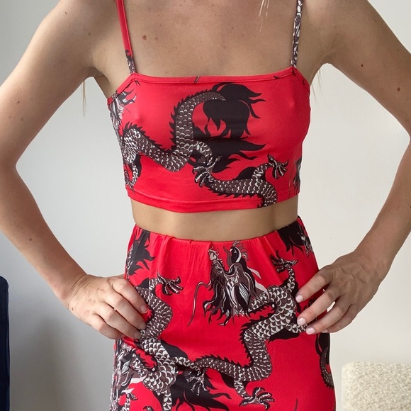 Red Dragon Skirt & Top Matching Set - Picture 3 of 12